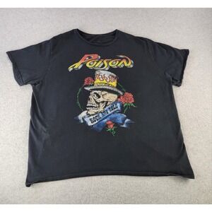 Poison Rock & Roll T-Shirt‎ 3XL Black Heavy Metal Music Album Tour Skull Graphic